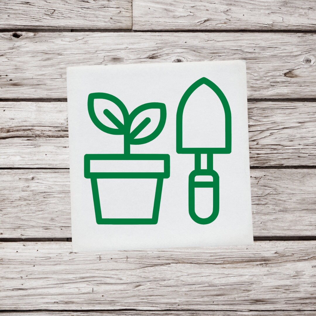 Garden Tools Decal, Plant Pot Vinyl Decal, Gardening Sticker, Garden ...