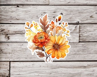 Fall Flowers Sticker, Flower Sticker, Waterproof Sticker, Fall Sticker, Autumn Sticker, Floral Sticker, Garden Sticker