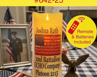 Ships fast from Ohio 6”x3”  Batteries & Remote Included, Personalized USMC Crucible Candle With Name, Flameless Candle.