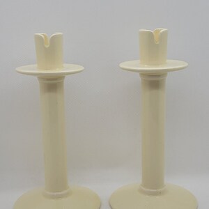 Vintage Ceramic Candlestick Holders, Cream Colored, Japan