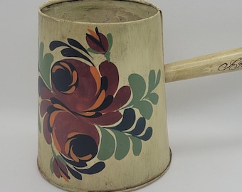 Vintage Hand Painted Metal Pennsylvania Dutch Folk Art Dipper