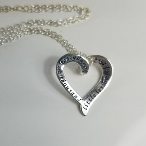 Daughters Necklace, Sterling Silver Heart on 18&quot; Sterling Chain, Vintage