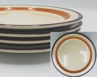 Brown Speckled Flowers Designer Orange 7-18 D Set of 7 Andre Ponche for Homer Laughlin Decostone Gold Glade Salad Plates Floral