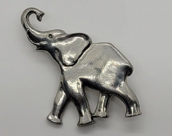 Seagull Pewter 1988 ELEPHANT Brooch, Trunk Up, Vintage, Canada
