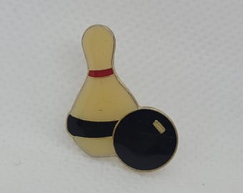 Mid Century Bowling Pin and Bowling Ball, Badge, Pin or Tie Tack