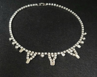 Rhinestone Choker, Vintage 1950&#39;s, 15&quot;