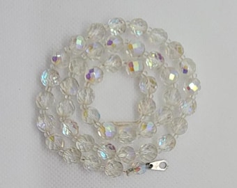 Vintage Faceted Crystal Beaded Necklace, 17"