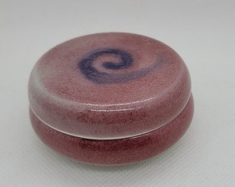 Paul Blais Art Pottery Trinket Box, Round, Marked