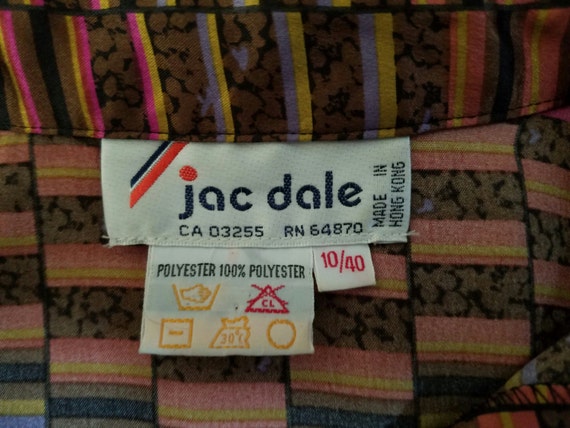 1980's Mod Geometric Design Multi Colored Blouse … - image 4