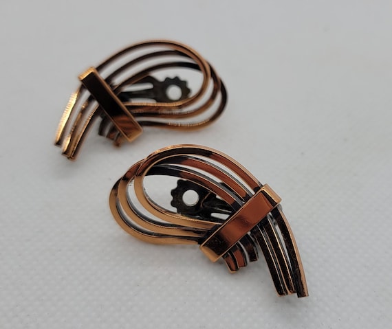 MCM Copper RENOIR Clip On Earrings, Vintage - image 1