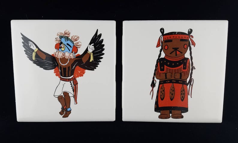 Native Decorative 4 x 4 Wall Tiles Made in USA Vintage