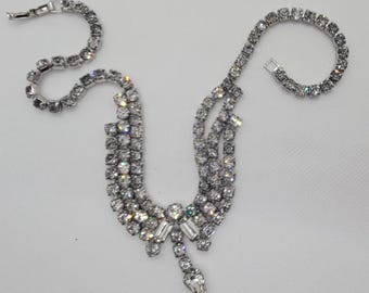 Rhinestone 14&quot; Choker Necklace, Vintage 1950&#39;s