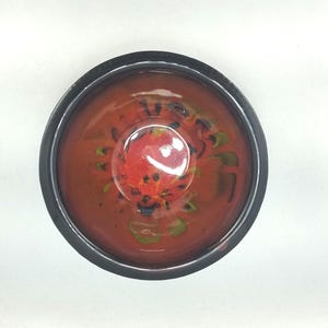 California Pottery Art Pottery Drip Glaze Bowl, Brown, Orange and Multi, 6&quot;, Mid Century Vintage
