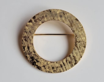 Mid Century Modern VENDOME Gold Tone Circle Brooch Pin