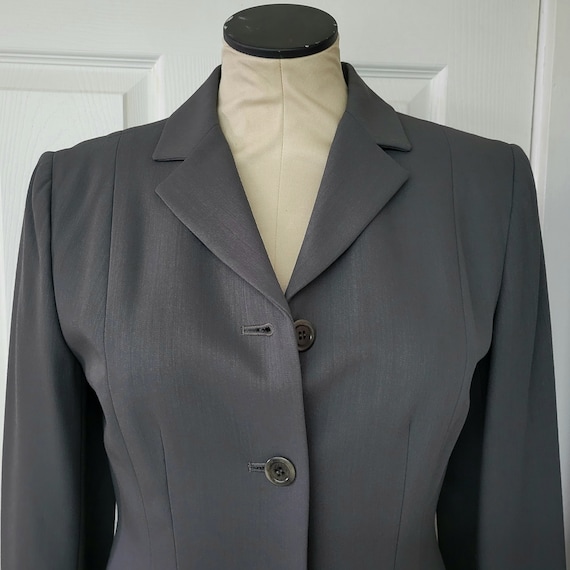 Armani Exchange, Armani Exchange Fitted Long Blazer, Dark Gray, Size, Hong Kong, Vintage