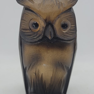 Antique Hand Carved Wooden OWL Match Safe, Match Holder