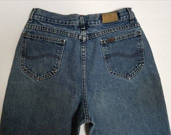 Women's Vintage Lee Jean's High Waisted, Tapered Leg Jeans, Mom Jeans, Size 28" Waist, Medium