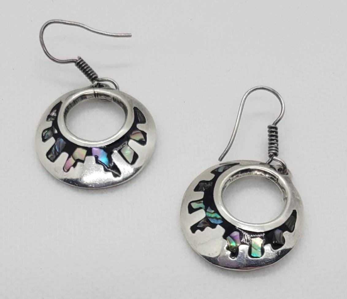 Sterling Abalone Mexican Earrings - Etsy Sterling Abalone Mexican Earrings - Etsy