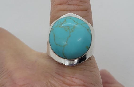 Handmade Statement Sterling Silver and Turquoise … - image 3