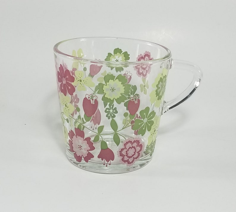 Vintage Ikea Glass Floral Mug Made In France Etsy