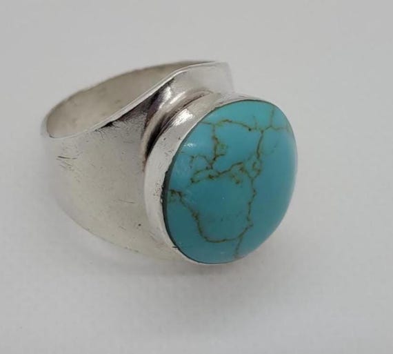Handmade Statement Sterling Silver and Turquoise … - image 1