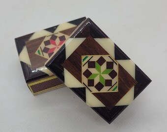 Pair of 2 Vintage Spanish Marquetry Wooden Inlay MATCHBOXES, New Old Stock