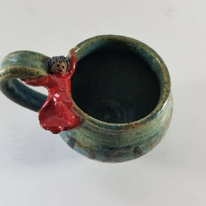 Art Pottery &quot;Dance&quot; Mug Cup with Dancer on Rim, Vintage
