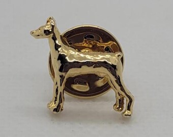 Doberman Dog Tie Tack, Pin or Badge, Gold Plated, Vintage