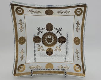 Georges Briard MCM Square Glass BUTTERFLY Plate, 5 3/4" x 5 1/2"