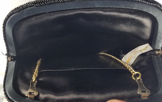 1950's Heavily Beaded Handbag Clutch, Black, Smal… - image 7
