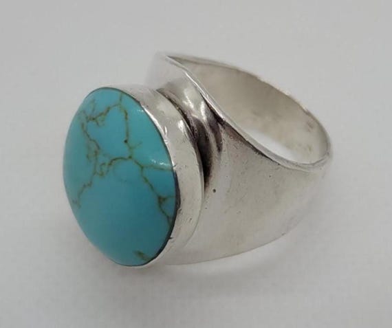 Handmade Statement Sterling Silver and Turquoise … - image 2