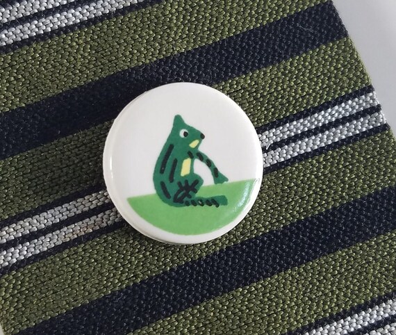 FROG Tie Tack Pin, Round Ceramic Tile Tie Tack, Vintage