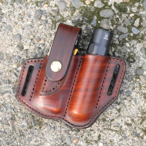 Leatherman Sheath for Signal Multitool + 1" diameter Flashlight sheath L James Thieman Leathercraft Handmade Heirloom Quality Leathergoods