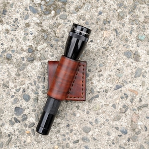 Flashlight Belt Carrier for Mini Maglite AA Flashlight L James Thieman Leathercraft Handmade Heirloom Quality Leathergoods