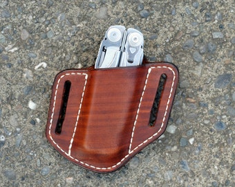 Leatherman Surge/Supertool300 Sheath Brown Contrast Stitched L James Thieman Leathercraft Handmade Heirloom Quality Leathergoods