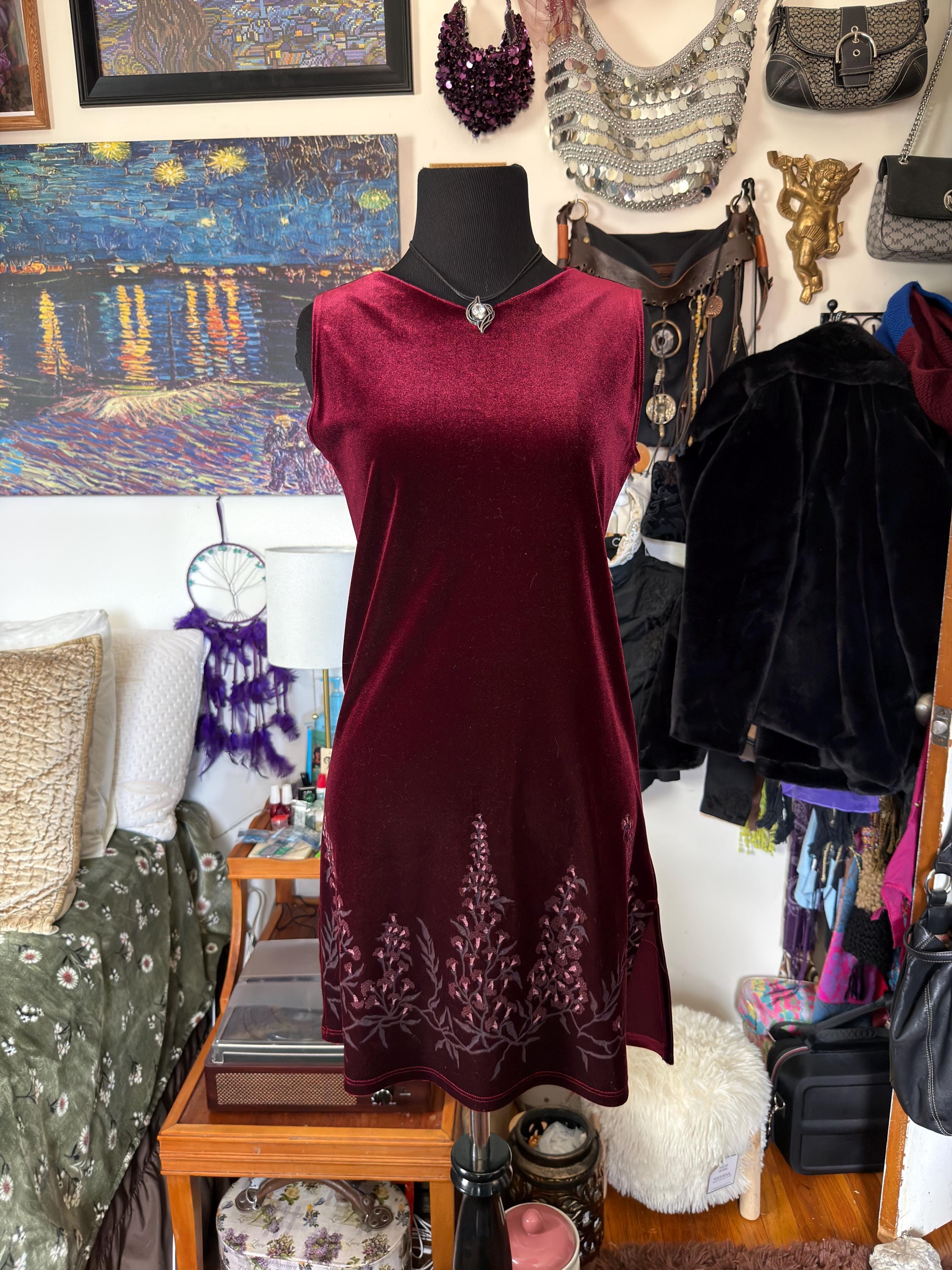 Floral Velvet Dress - Etsy Floral Velvet Dress - Etsy