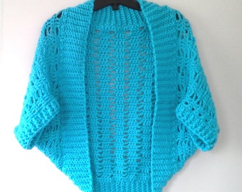 Short 'n Sweet Ribbed Lace Crochet Shrug Pattern