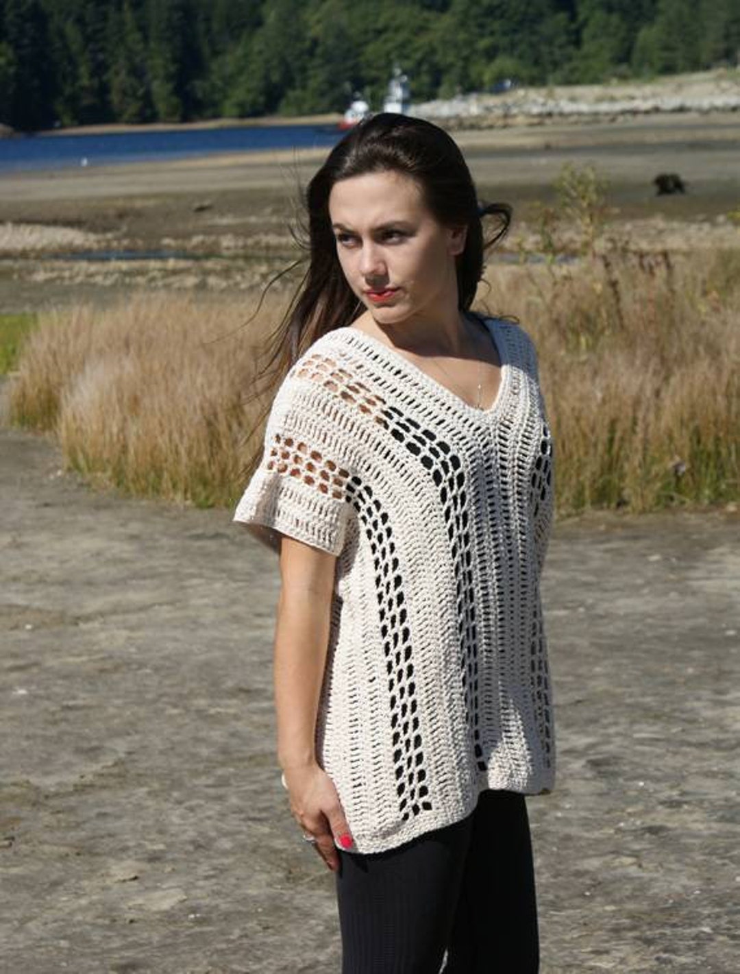 Meadow Breeze Light Khaki Eyelet Tie Front Top