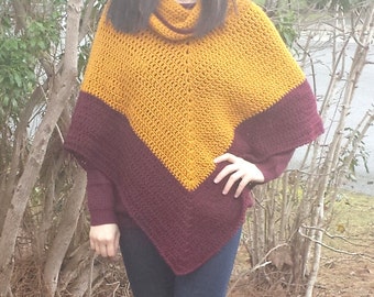 Sunset Cowl V Poncho Crochet Pattern