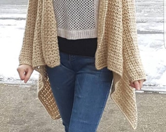 V-Stitch Seamless Drape Front Cardigan Pattern