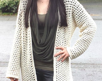 So Cute Filet Mesh Crochet Cardigan Pattern