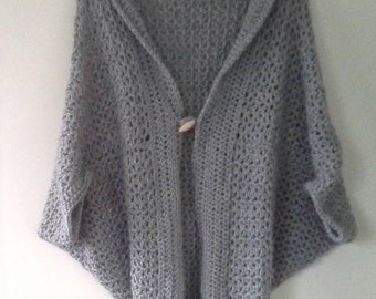 V-Stitch Long Button Shrug Pattern