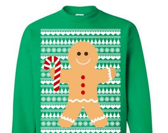 Cute Gingerbread Man Sweater Ugly Christmas Sweater Ugly Sweater Tacky Sweater for Christmas Party Sweater Ugly Pullover Funny Ugly #OS230