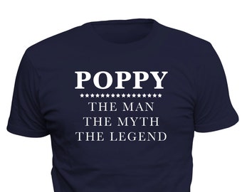 Regalo para abuelos. Regalo para abuelo. Regalo para abuelo. Regalos personalizados para papá. Camisa Poppy The Man The Myth. Regalo de cumpleaños #OS6026