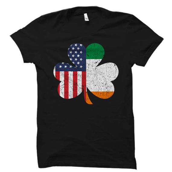 St Patricks Day Flag Shirt, Usa Flag With Irish Shamrock Tee St Patricks Day Flag Shirt, Usa Flag With Irish Shamrock Tee