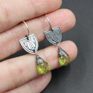 Sterling Silver Peridot Earrings, Dangle Earrings, August Birthstone, Gift for Her, Gemstone Earrings