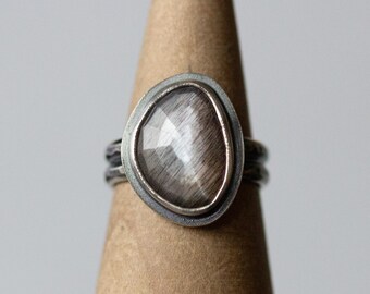 Sterling Silver Feldspar Ring, Gift for Her, Size 6 1/2 or 6.5 Ring