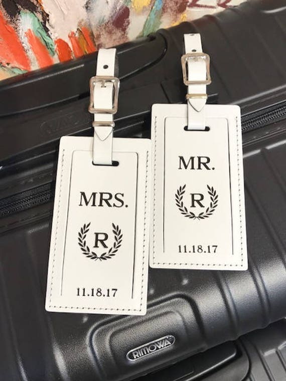 mr & mrs luggage tag set