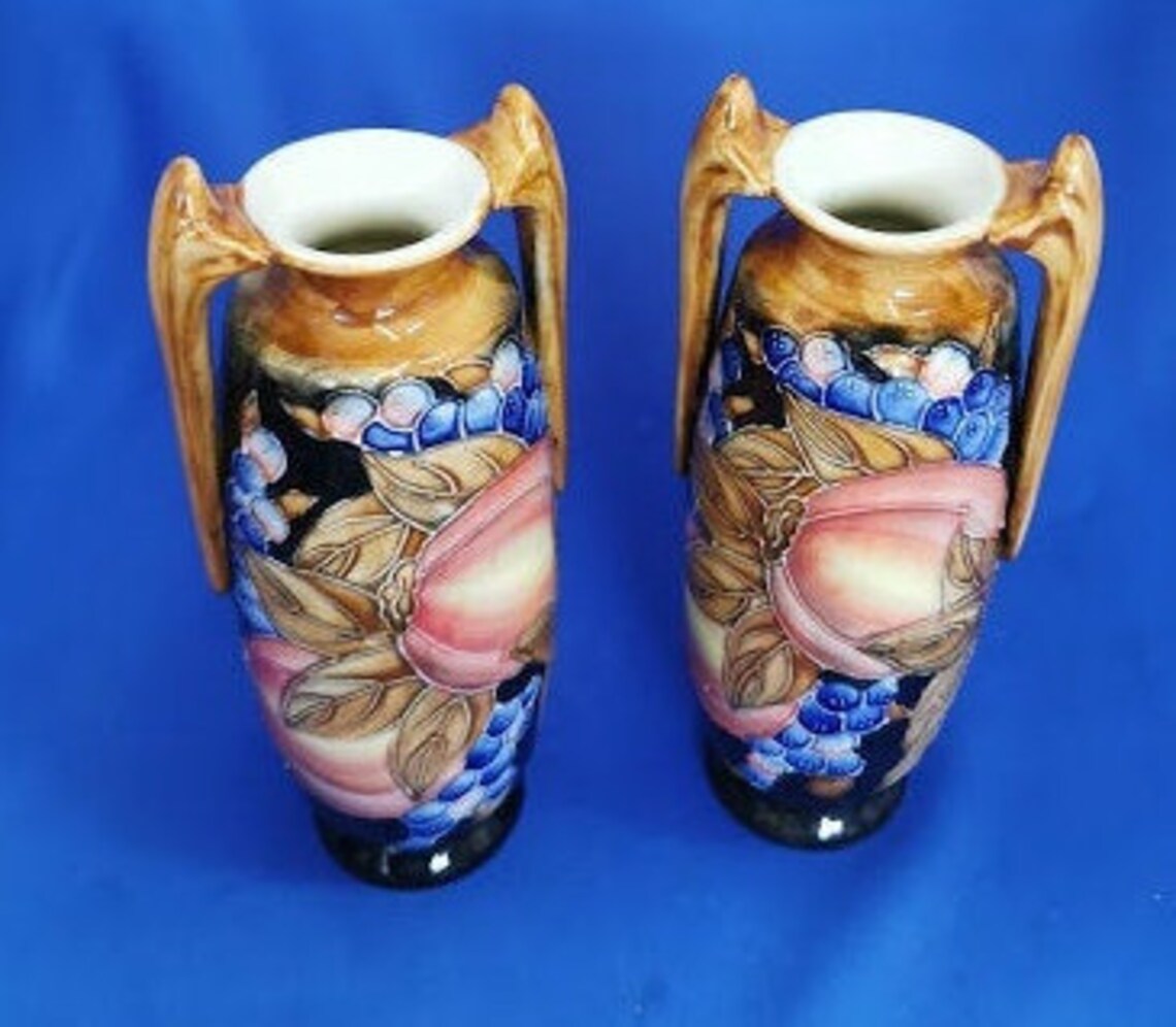 Pair of Vintage Old Tupton Ware Tiffany Style Vases Tube Lined Etsy