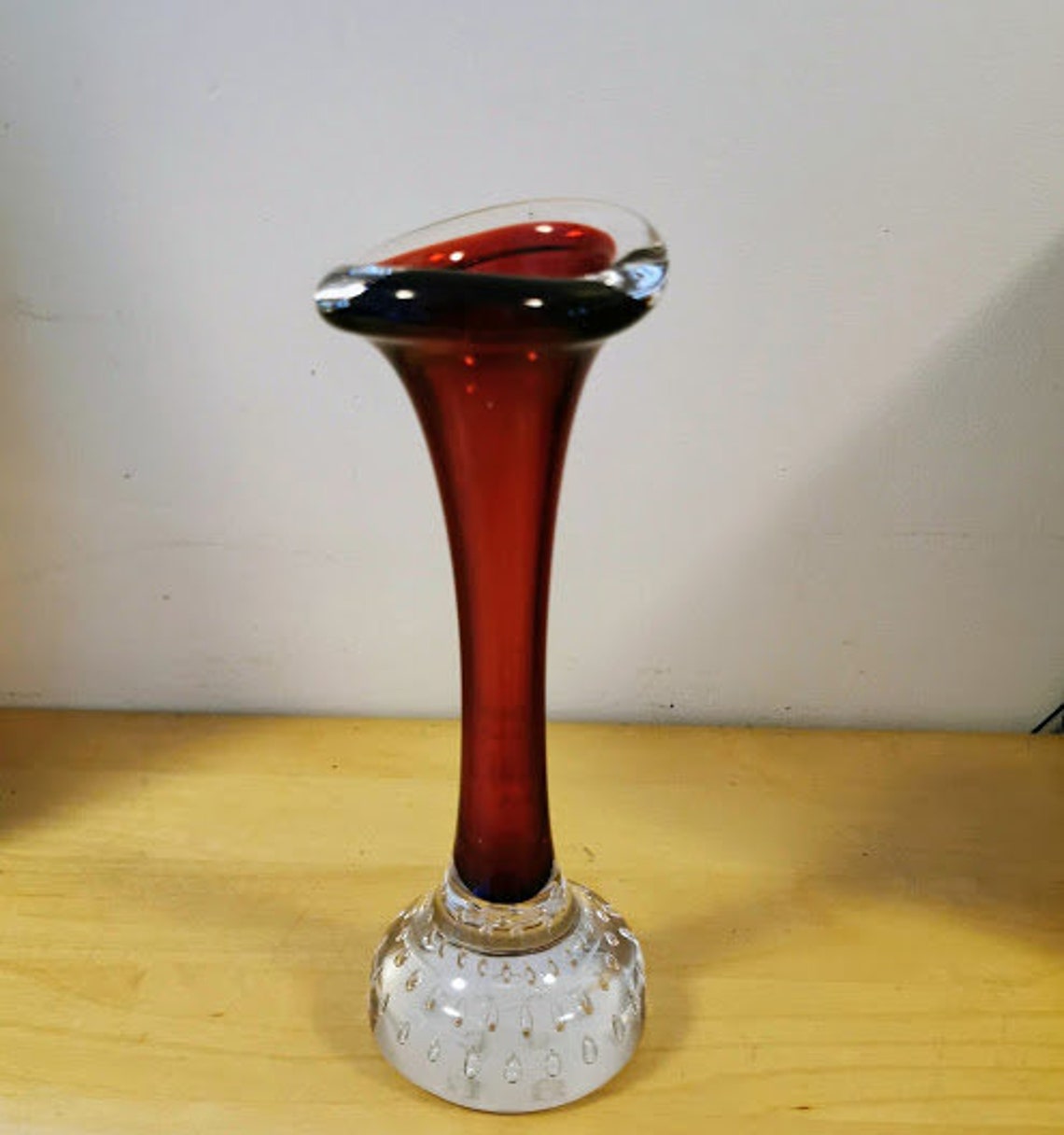 Retro Vintage Aseda Glasbruk Red Vase. Jack in the Pulpit Vase. Dog ...